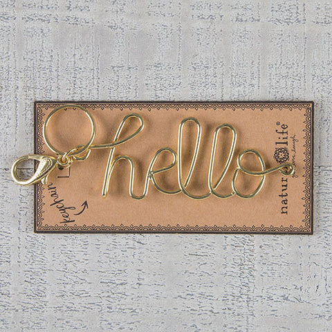 hello wire word art keychain