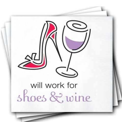 Will Work For Shoes Wine Napkins