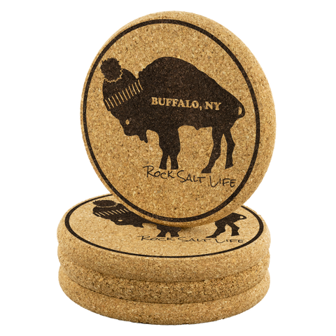 Set of 4 Buffalo Rock Salt Life Cork Coasters