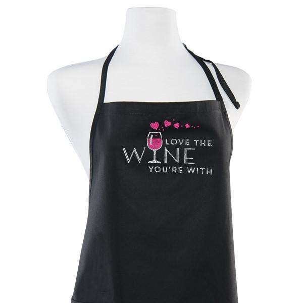 Love The Wine You're With Rhinestone Apron