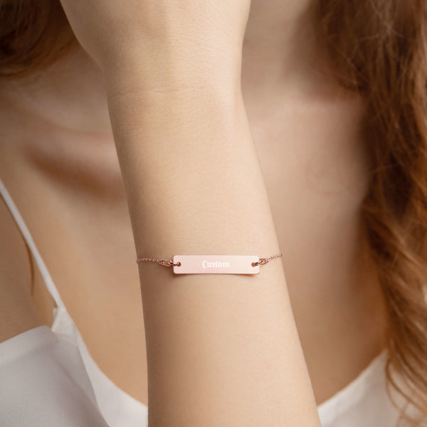 Customizeable Engraved Silver Bar Chain Bracelet FREE SHIPPING