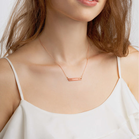 Custom Engraved Silver Bar Chain Necklace FREE SHIPPING