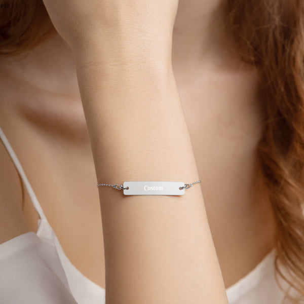 Customizeable Engraved Silver Bar Chain Bracelet FREE SHIPPING