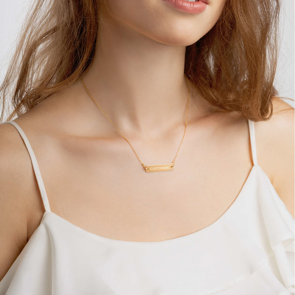 Engraved Sterling Silver Bar Chain Necklace
