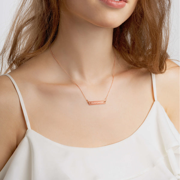 Engraved Sterling Silver Bar Chain Necklace