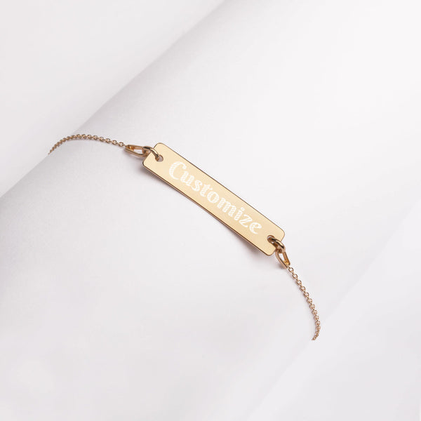 Customizeable Engraved Silver Bar Chain Bracelet FREE SHIPPING