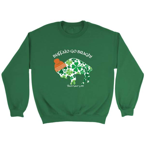 White Lettered Buffalo Go Bragh! Rock Salt Life© Crewneck Sweatshirt