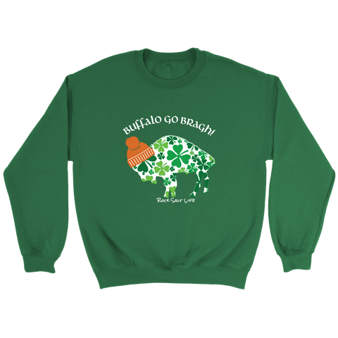 White Lettered Buffalo Go Bragh! Rock Salt Life© Crewneck Sweatshirt