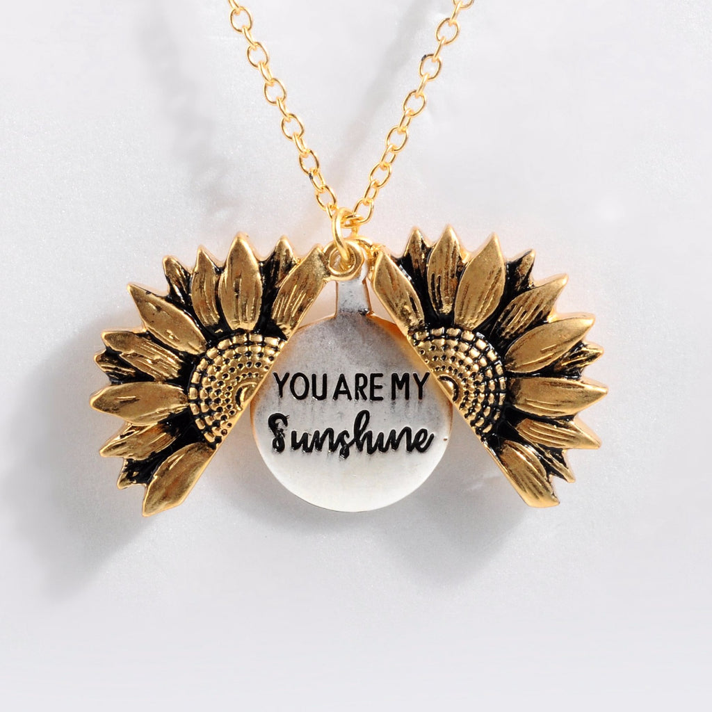 Sunflower locket necklace sale