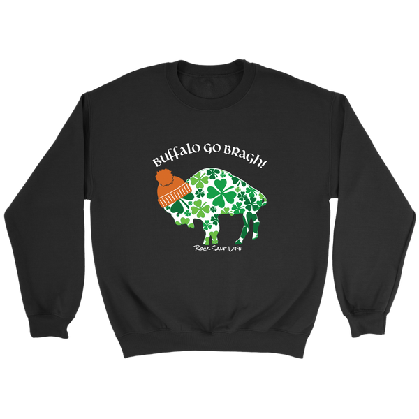 White Lettered Buffalo Go Bragh! Rock Salt Life© Crewneck Sweatshirt