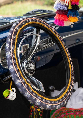 Black Roses Steering Wheel Cover