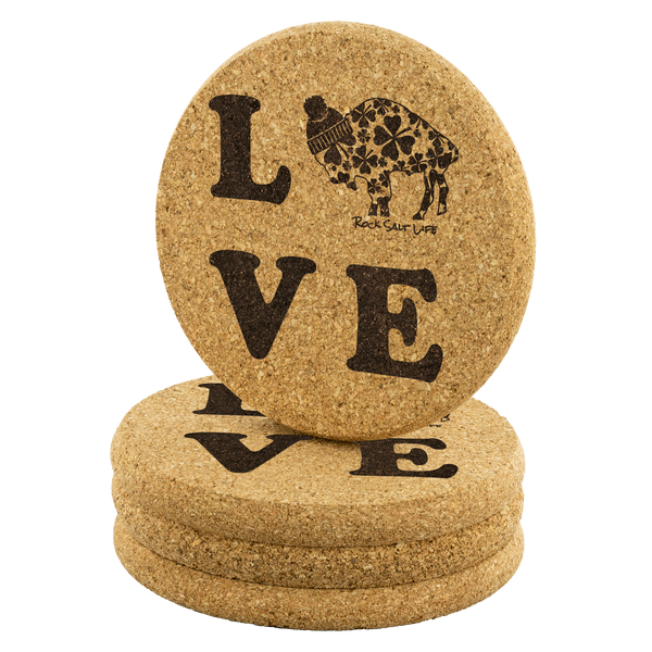 Lucky in BuffaLove Rock Salt Life© Round Cork Coasters