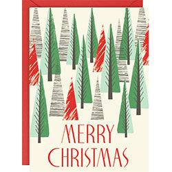 Set of 10 Merry Christmas Triangle Trees A6 Holiday Cards